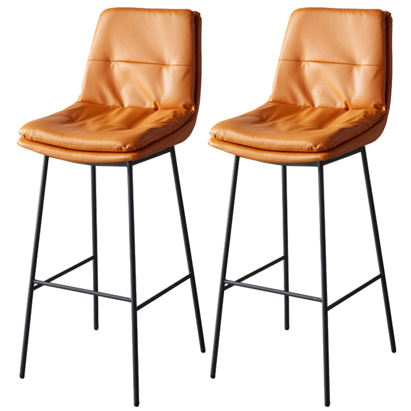 Contemporary Metal Leather Bar Stools Indoor Barstool with Iron Legs and Footrest