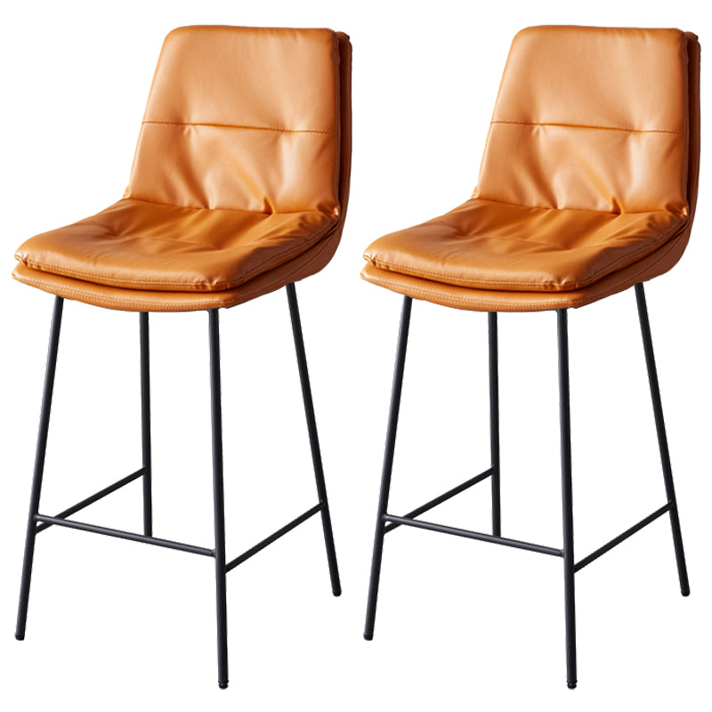 Contemporary Metal Leather Bar Stools Indoor Barstool with Iron Legs and Footrest