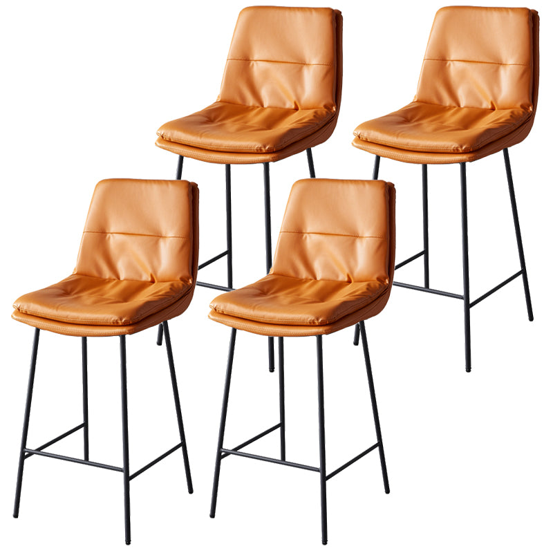 Contemporary Metal Leather Bar Stools Indoor Barstool with Iron Legs and Footrest