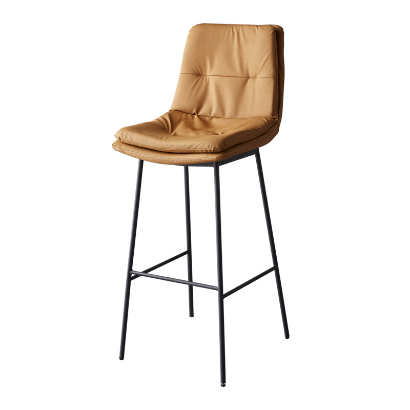 Contemporary Metal Leather Bar Stools Indoor Barstool with Iron Legs and Footrest