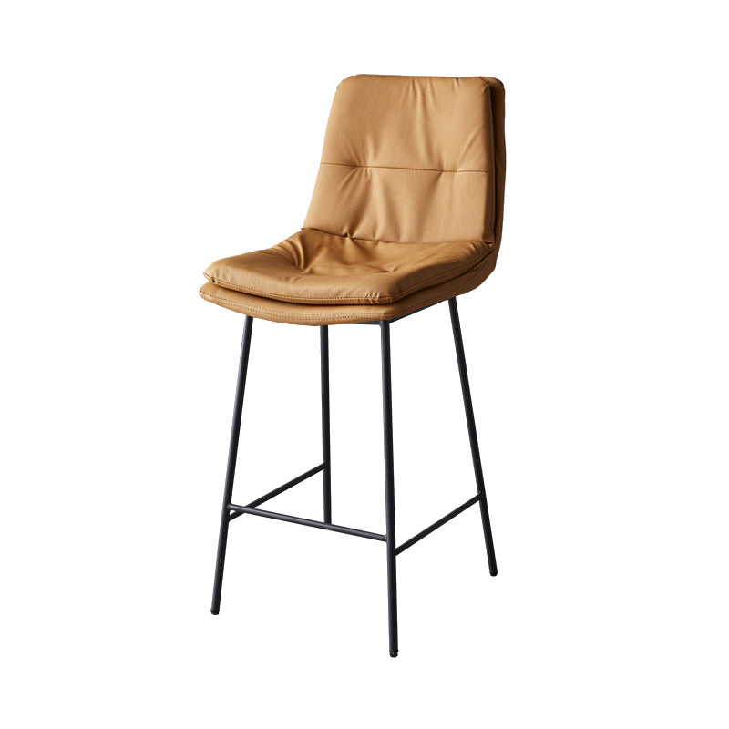 Contemporary Metal Leather Bar Stools Indoor Barstool with Iron Legs and Footrest