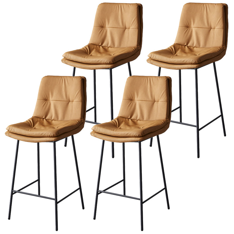 Contemporary Metal Leather Bar Stools Indoor Barstool with Iron Legs and Footrest