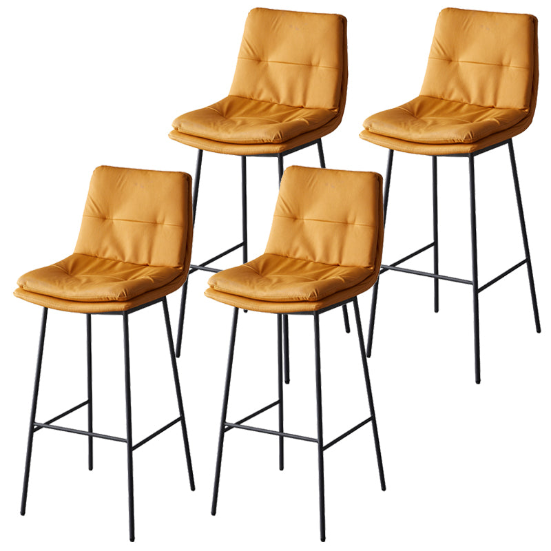 Contemporary Metal Leather Bar Stools Indoor Barstool with Iron Legs and Footrest