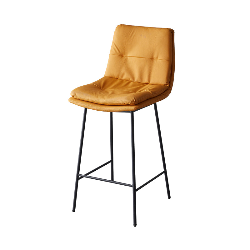 Contemporary Metal Leather Bar Stools Indoor Barstool with Iron Legs and Footrest
