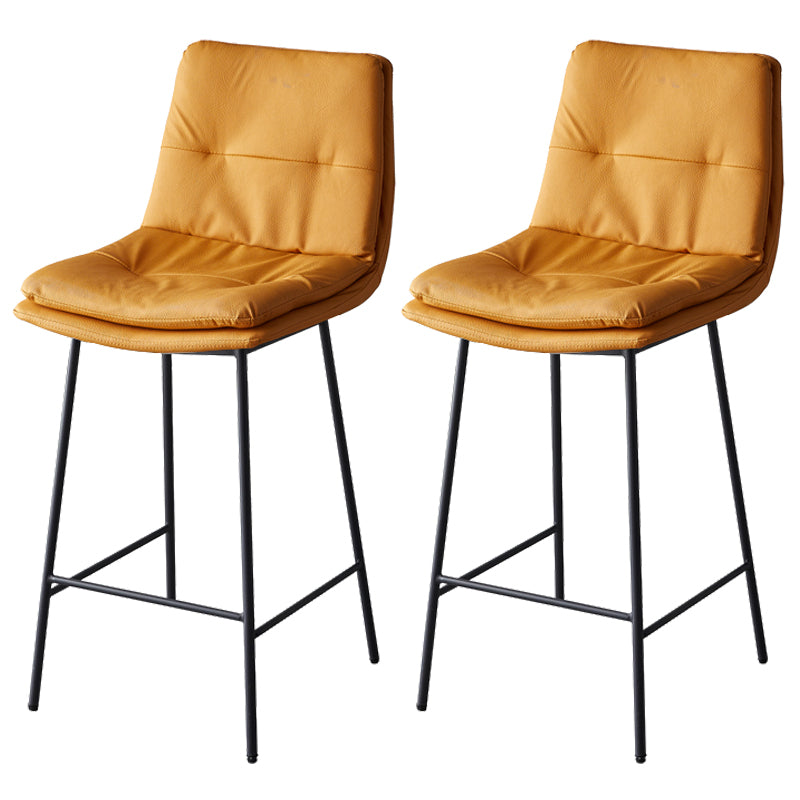 Contemporary Metal Leather Bar Stools Indoor Barstool with Iron Legs and Footrest