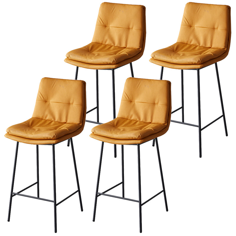 Contemporary Metal Leather Bar Stools Indoor Barstool with Iron Legs and Footrest
