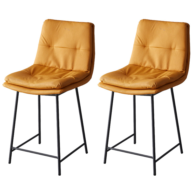 Contemporary Metal Leather Bar Stools Indoor Barstool with Iron Legs and Footrest