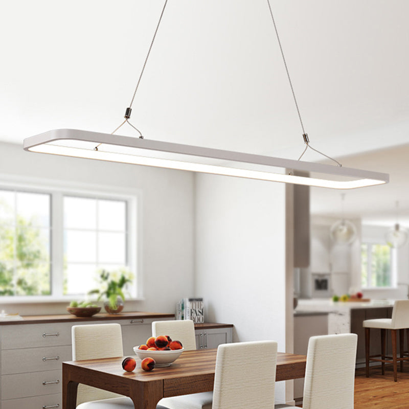 Colgante de suspensión de cocina lineal acrílico 39 "/47" LED de techo simple de ancho de ancho sobre isla con luz cálida/blanca