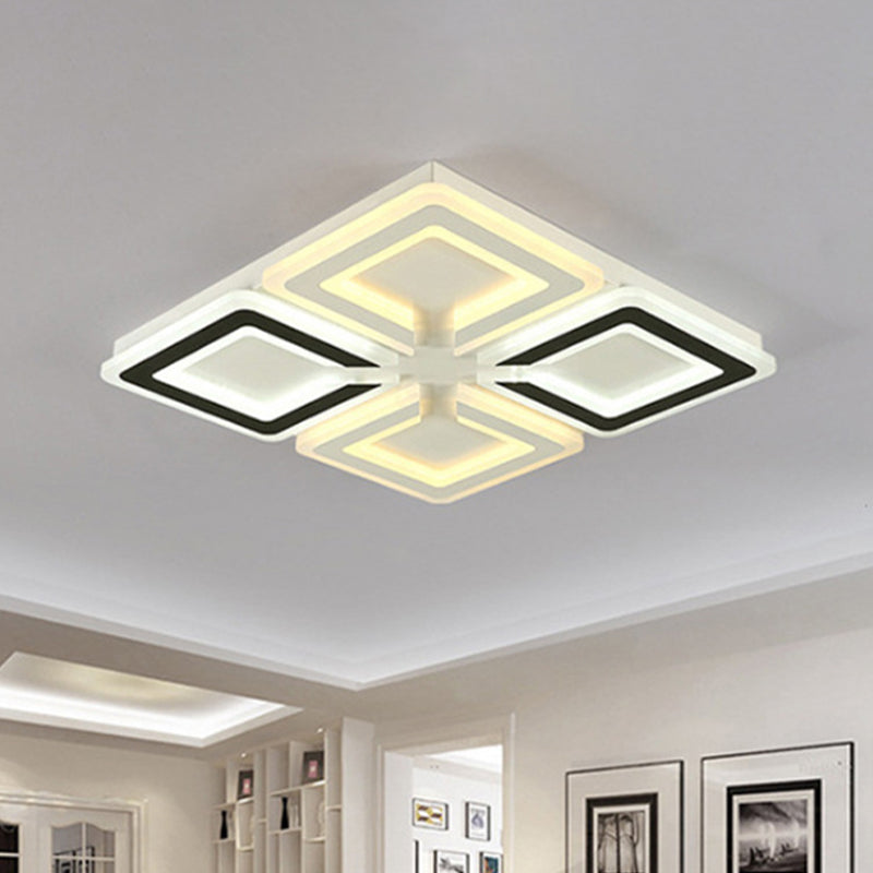 Diamond Pattern Flushmount Light Modern Acrylic LED Living Room Flush Mount Lamp in Warm/White/Second Gear