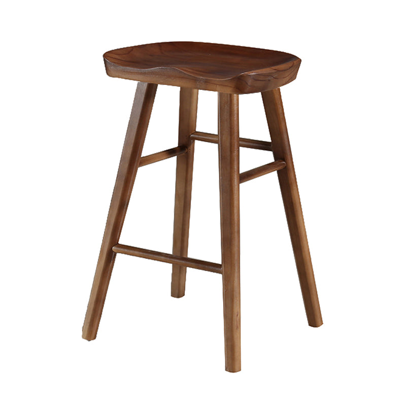 Industrial Style Bar-stool with Wooden Legs Saddle Seat Counter Stool for Kitchen Bar
