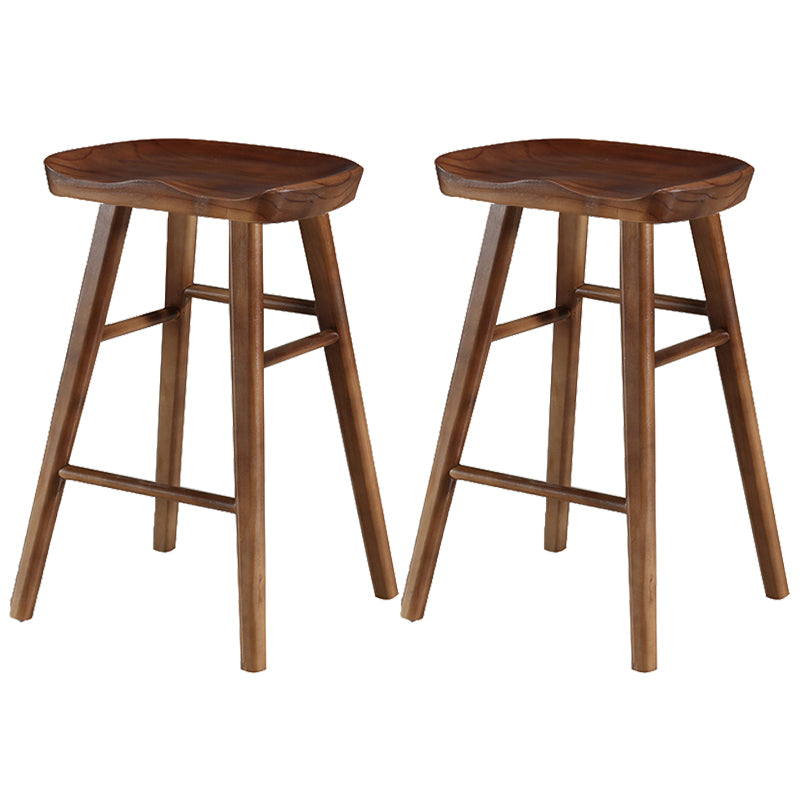 Industrial Style Bar-stool with Wooden Legs Saddle Seat Counter Stool for Kitchen Bar