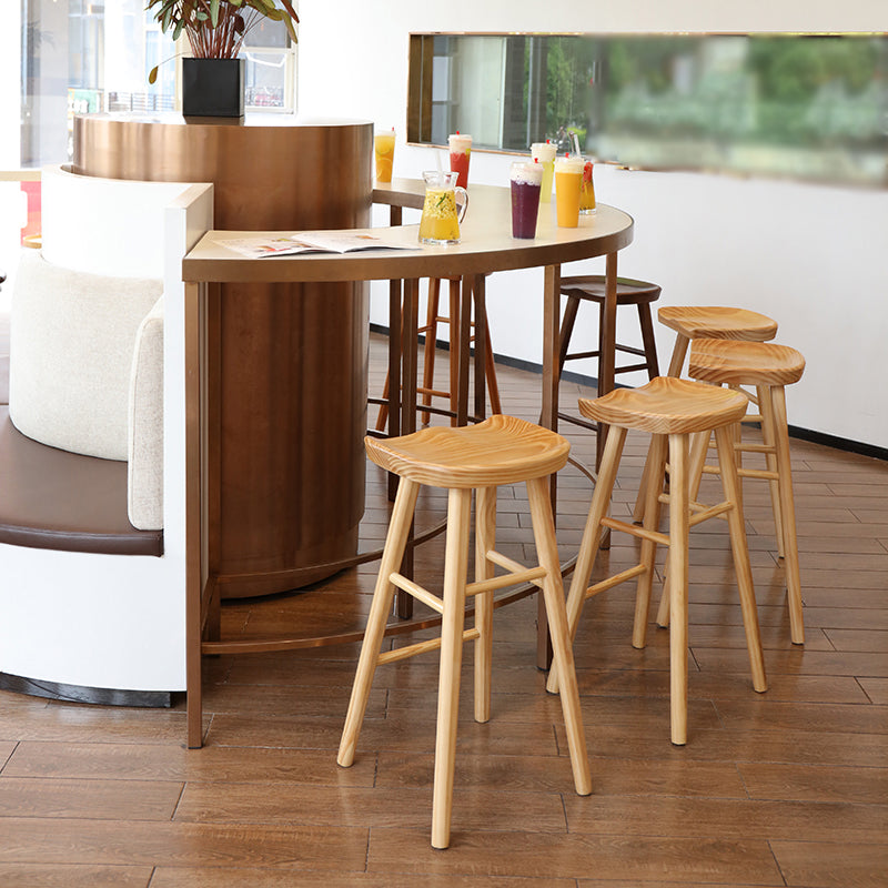 Industrial Style Bar-stool with Wooden Legs Saddle Seat Counter Stool for Kitchen Bar