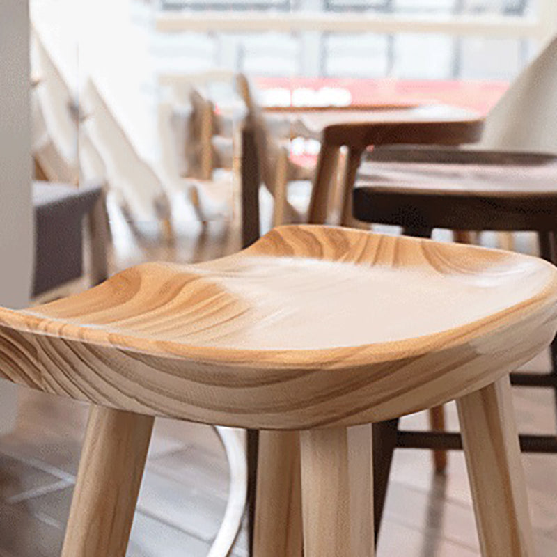 Industrial Style Bar-stool with Wooden Legs Saddle Seat Counter Stool for Kitchen Bar
