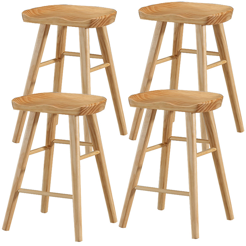 Industrial Style Bar-stool with Wooden Legs Saddle Seat Counter Stool for Kitchen Bar