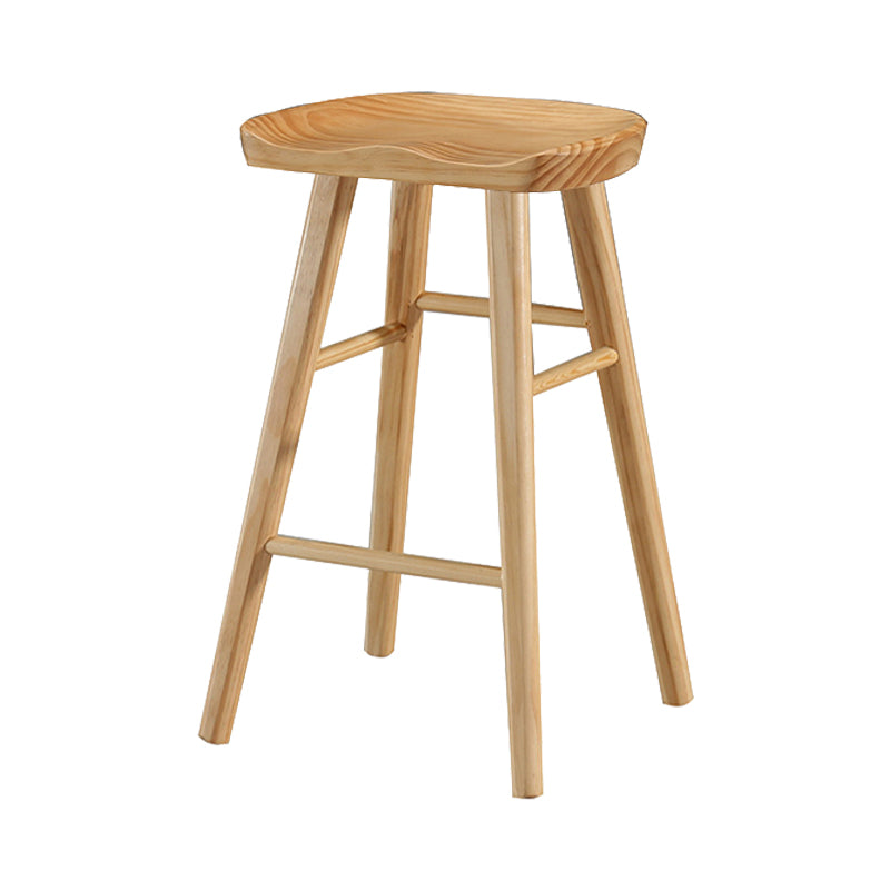 Industrial Style Bar-stool with Wooden Legs Saddle Seat Counter Stool for Kitchen Bar