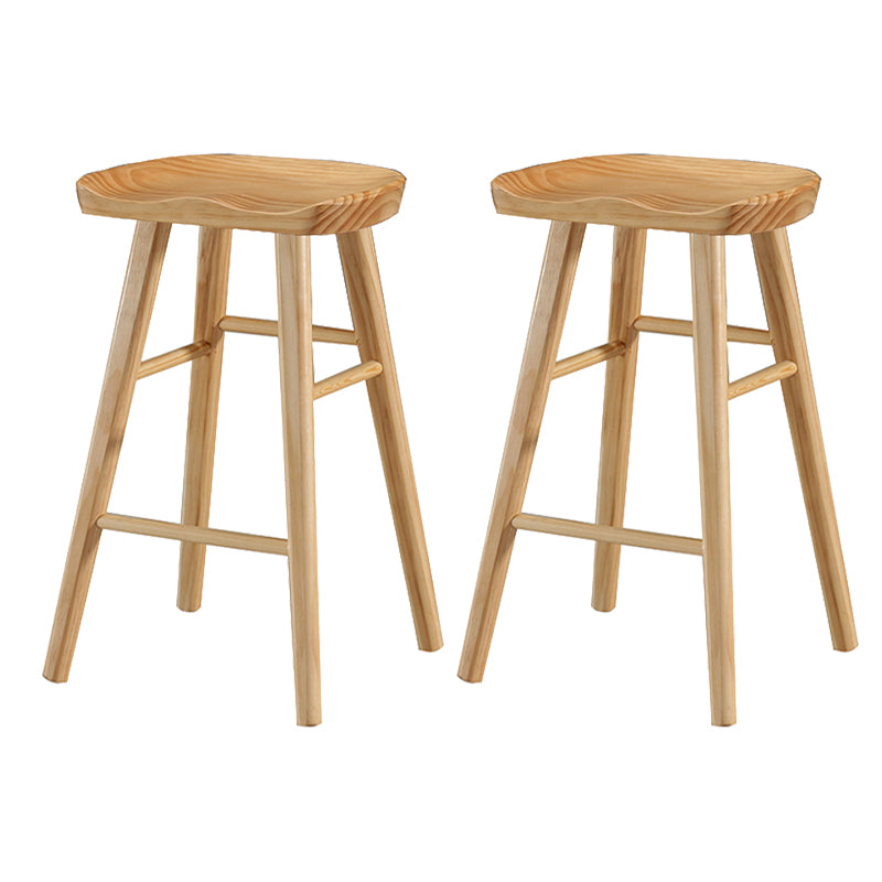 Industrial Style Bar-stool with Wooden Legs Saddle Seat Counter Stool for Kitchen Bar
