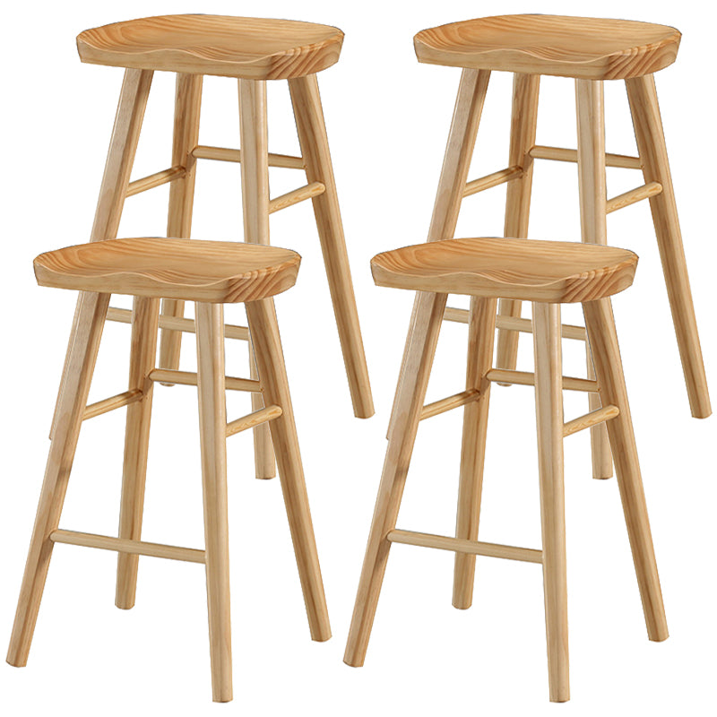 Industrial Style Bar-stool with Wooden Legs Saddle Seat Counter Stool for Kitchen Bar
