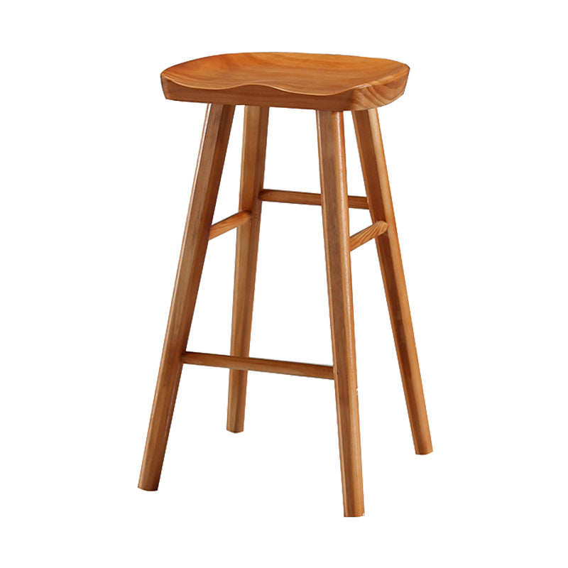 Industrial Style Bar-stool with Wooden Legs Saddle Seat Counter Stool for Kitchen Bar