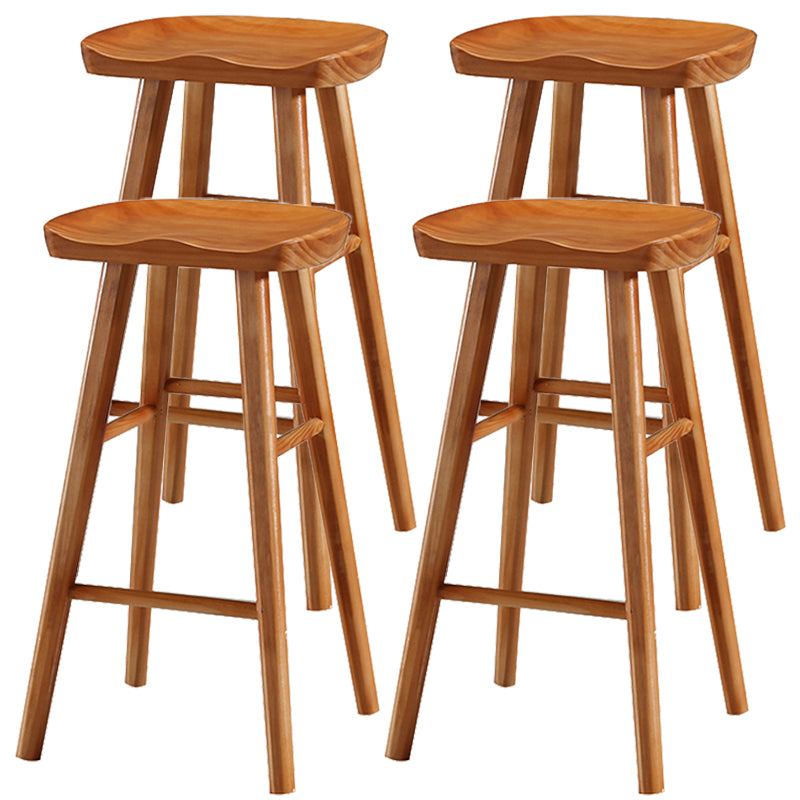 Industrial Style Bar-stool with Wooden Legs Saddle Seat Counter Stool for Kitchen Bar