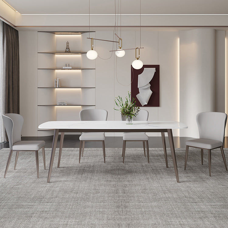 Nordic Style 1/4/5/7 Pieces Dining Set Sintered Stone Dining Table Set with Metal Legs