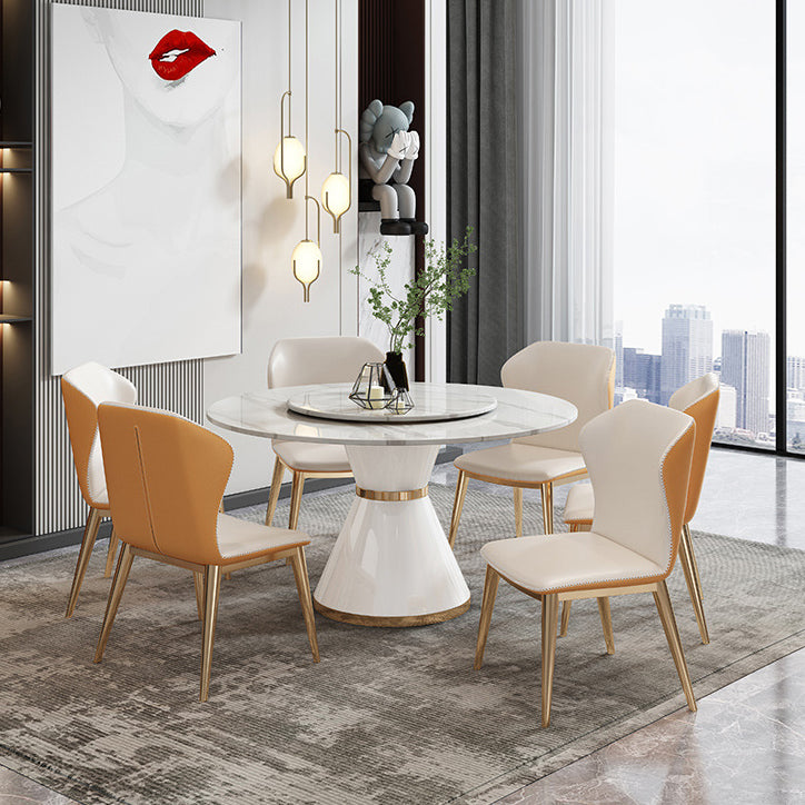Modern Style 1/4/5/7 Pieces Dining Sintered Stone Dining Table Set with Metal Legs