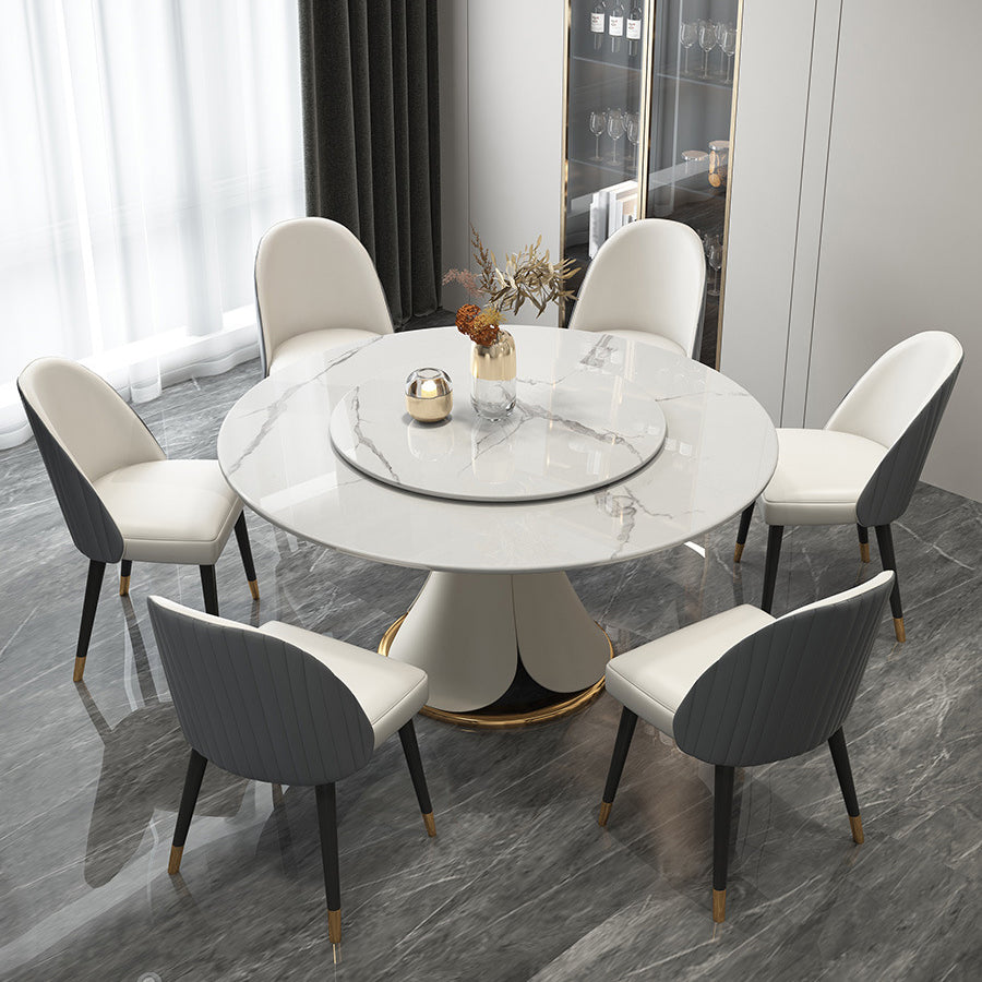 Modern Style 1/4/5/7/9 Pieces Dining Sintered Stone Dining Table Set with Metal Legs