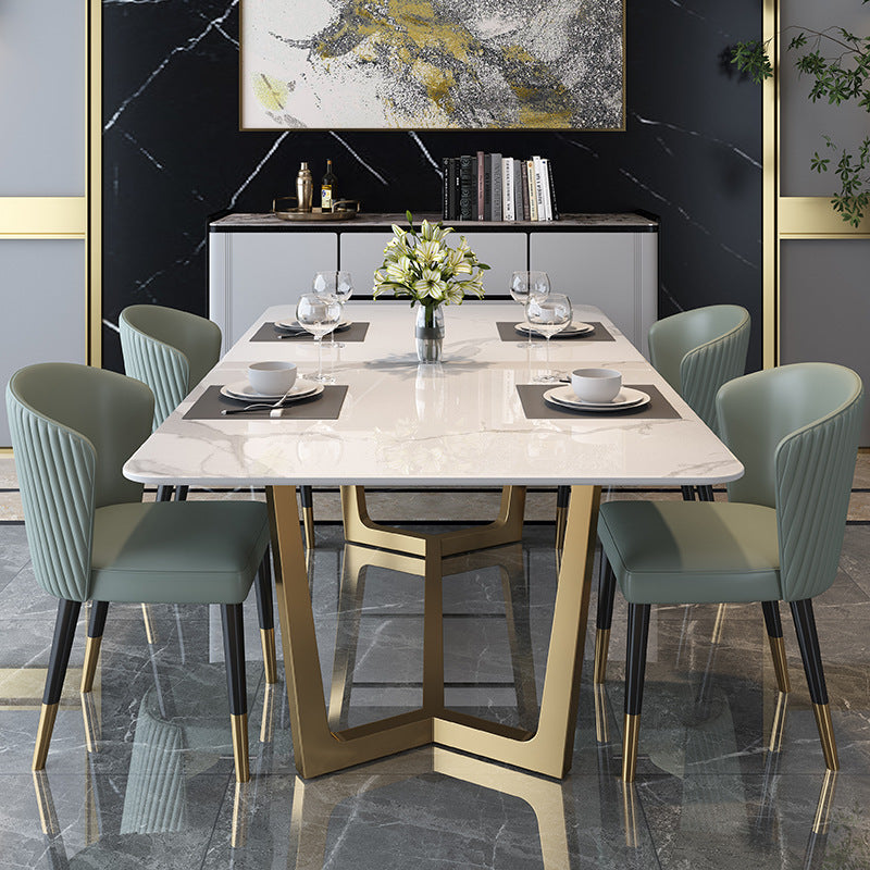 Nordic Glam 1/4/5/6/7 Pieces Dining Sintered Stone Dining Table Set with Metal Legs