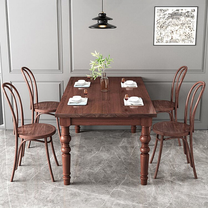 1/4/5/7 Pieces Dining Room Set Traditional Natural 4 Legs Table with Windsor Chairs