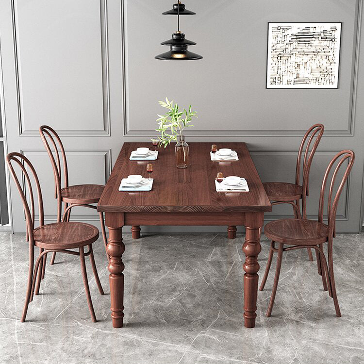1/4/5/7 Pieces Dining Room Set Traditional Natural 4 Legs Table with Windsor Chairs