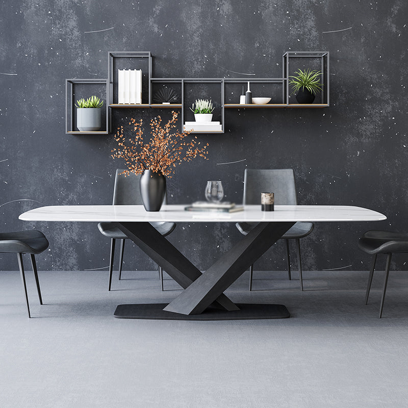 Designer Style 1/5/7 Pieces Dining Set Sintered Stone Dining Table with Leather Chairs