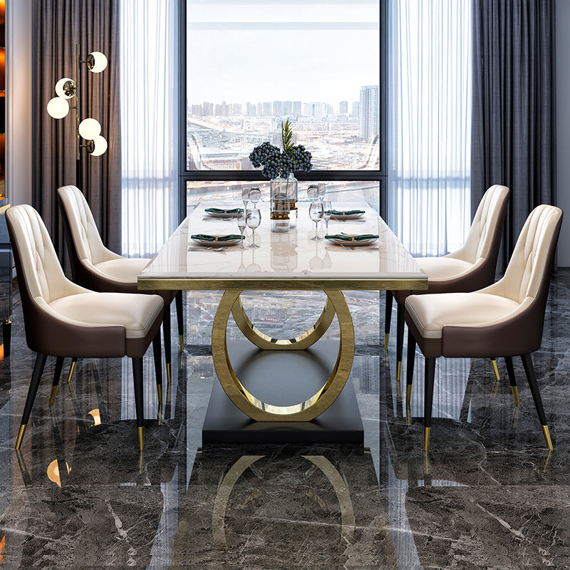 Modern 1/4/5/7 Pieces White Dining Table Set with Marble Top Rectangle Dinette Set