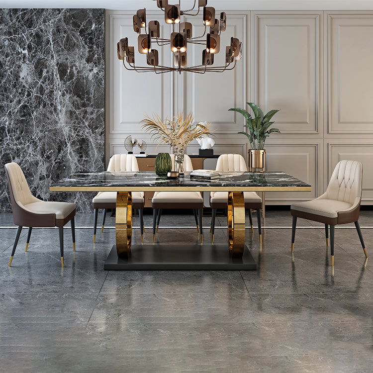 Modern 1/4/5/7 Pieces White Dining Table Set with Marble Top Rectangle Dinette Set