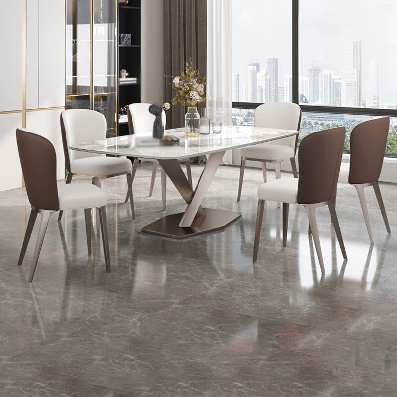 Pedestal 1/2/5/7 Pieces Dining Table Set Stainless Steel Dining Table and Chairs