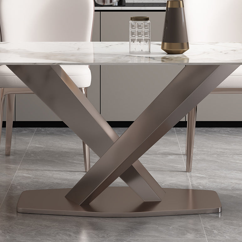 Pedestal 1/2/5/7 Pieces Dining Table Set Stainless Steel Dining Table and Chairs