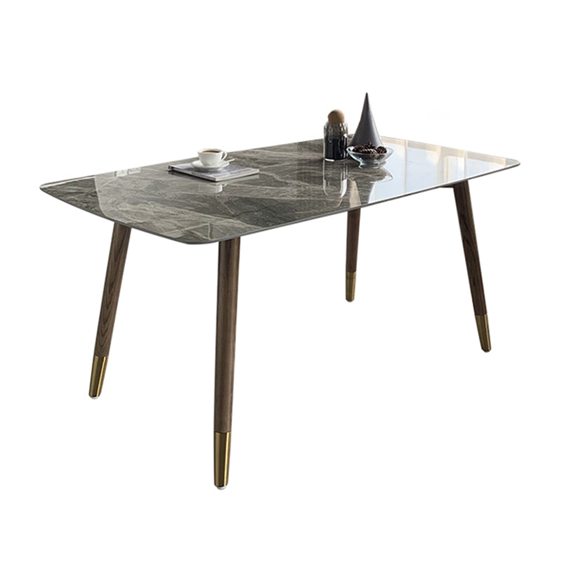 Mesa de comedor de piedra rectangular mesa de comedor de lujo tradicional con patas de madera