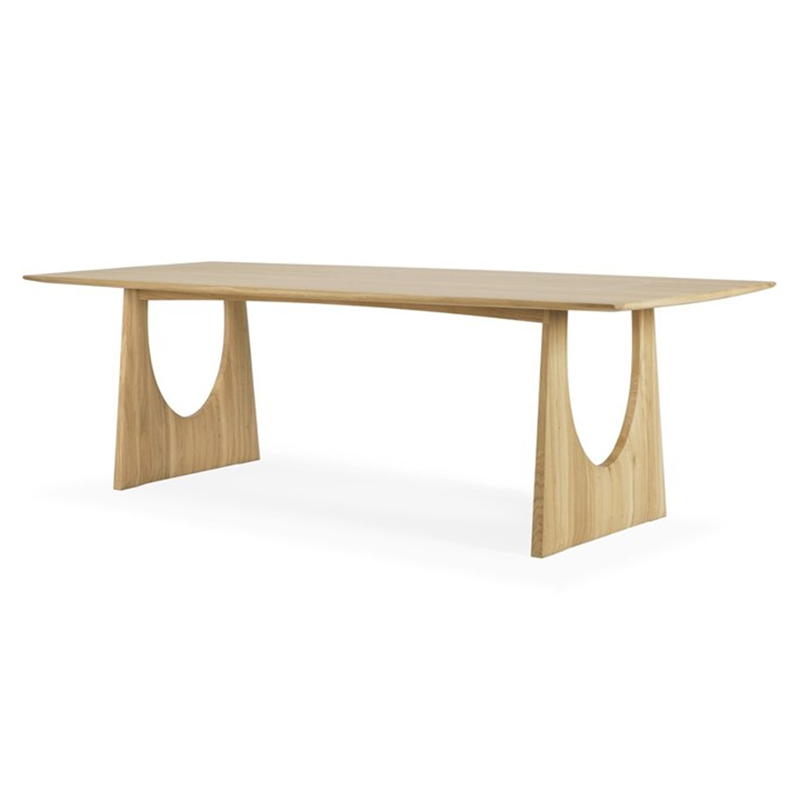 Table en bois de pin rectangulaire pour restaurant Table à manger moderne avec double piédestal