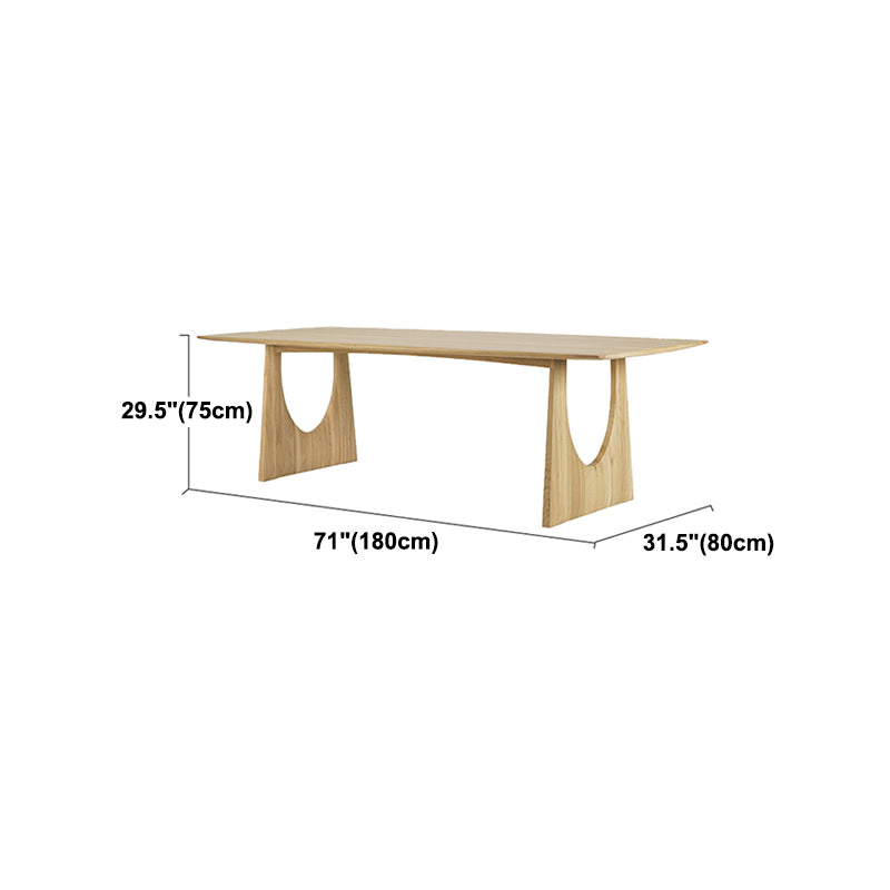 Table en bois de pin rectangulaire pour restaurant Table à manger moderne avec double piédestal