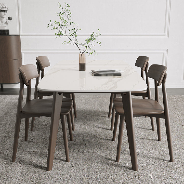 Mesa de comedor rectangular de piedra sinterizada moderna para comedor