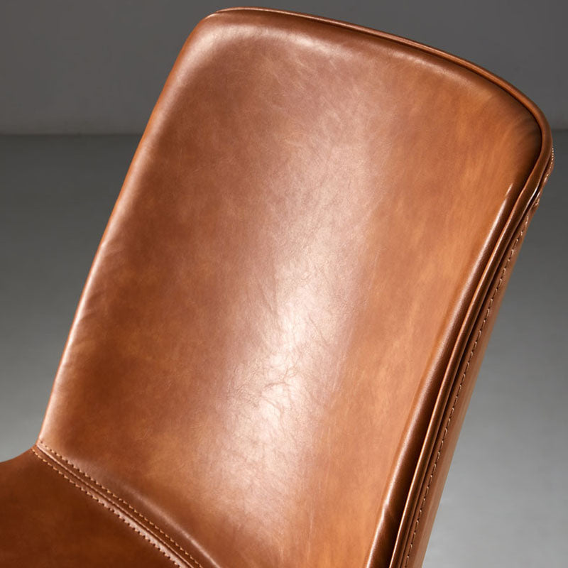 Silla con respaldo sólido sin brazos de diseño industrial para cocina, silla lateral de comedor de cuero