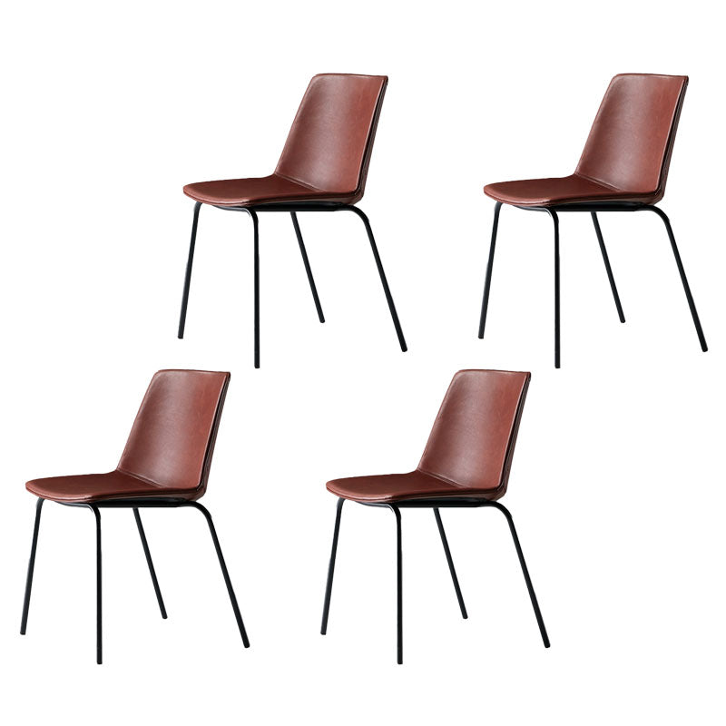 Silla con respaldo sólido sin brazos de diseño industrial para cocina, silla lateral de comedor de cuero