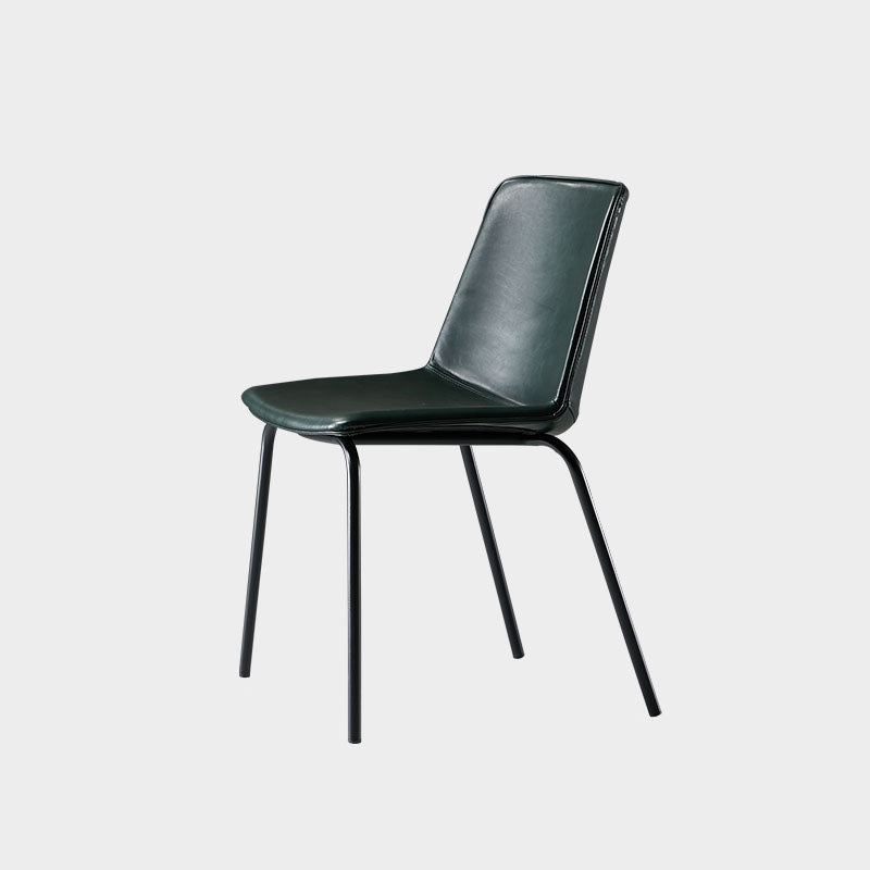 Silla con respaldo sólido sin brazos de diseño industrial para cocina, silla lateral de comedor de cuero