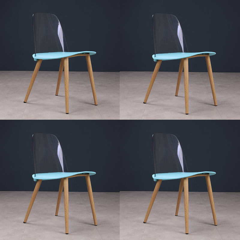 Silla contemporánea sillas de comedor sin brazos con patas de metal para cocina