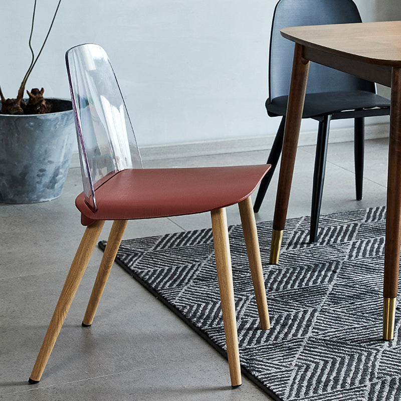Silla contemporánea sillas de comedor sin brazos con patas de metal para cocina