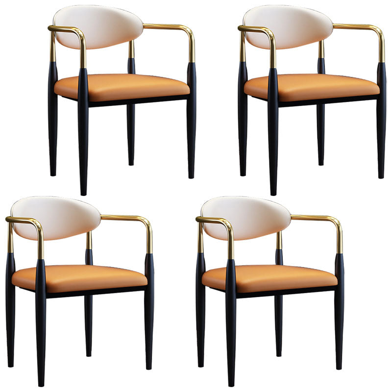 Silla de comedor moderna de cuero mate con brazo abierto para sala de reuniones