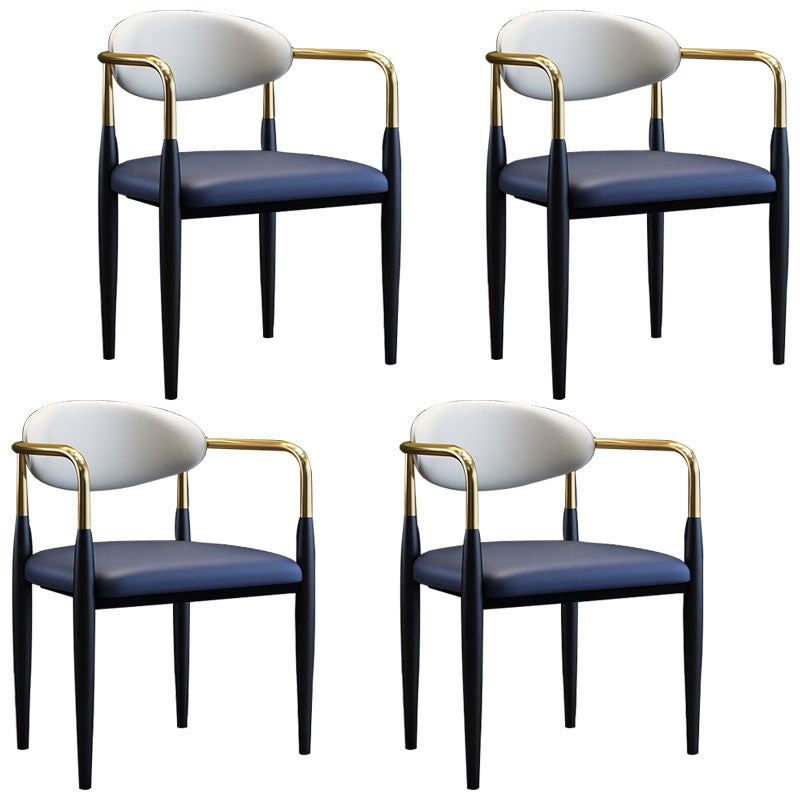 Silla de comedor moderna de cuero mate con brazo abierto para sala de reuniones