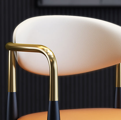 Silla de comedor moderna de cuero mate con brazo abierto para sala de reuniones