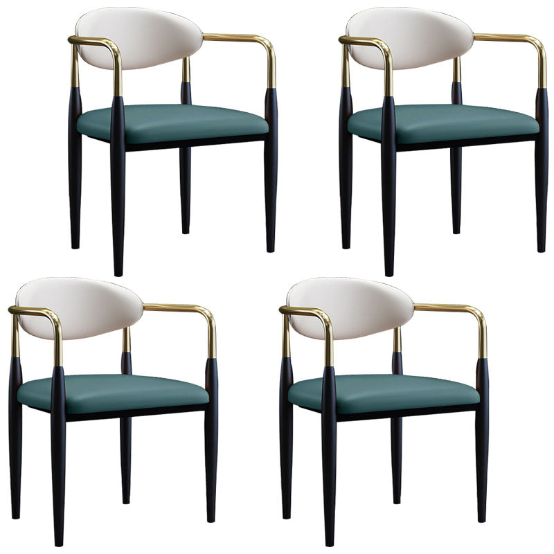 Silla de comedor moderna de cuero mate con brazo abierto para sala de reuniones