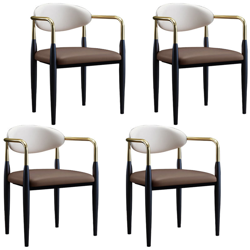 Silla de comedor moderna de cuero mate con brazo abierto para sala de reuniones