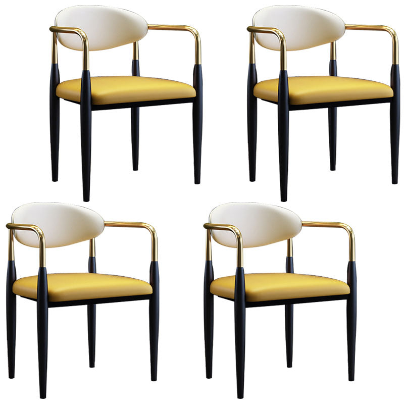 Silla de comedor moderna de cuero mate con brazo abierto para sala de reuniones