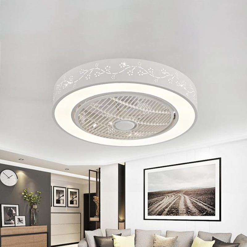 Acryl weiß hängende Lüfterlampe Runde LED 21,5 "Weitminimalismus Halbflush -Deckenleuchte mit 4 Klingen
